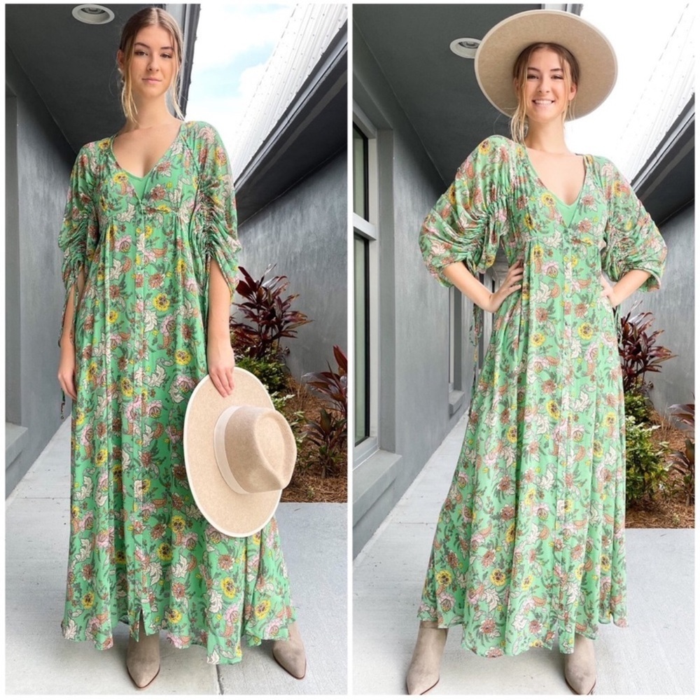Free People Green Floral Maxi Dress